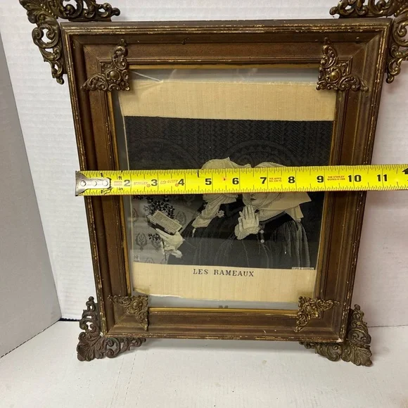 Rare antique French framed silk artwork embroidered artist signed collectible - Picture 12 of 14